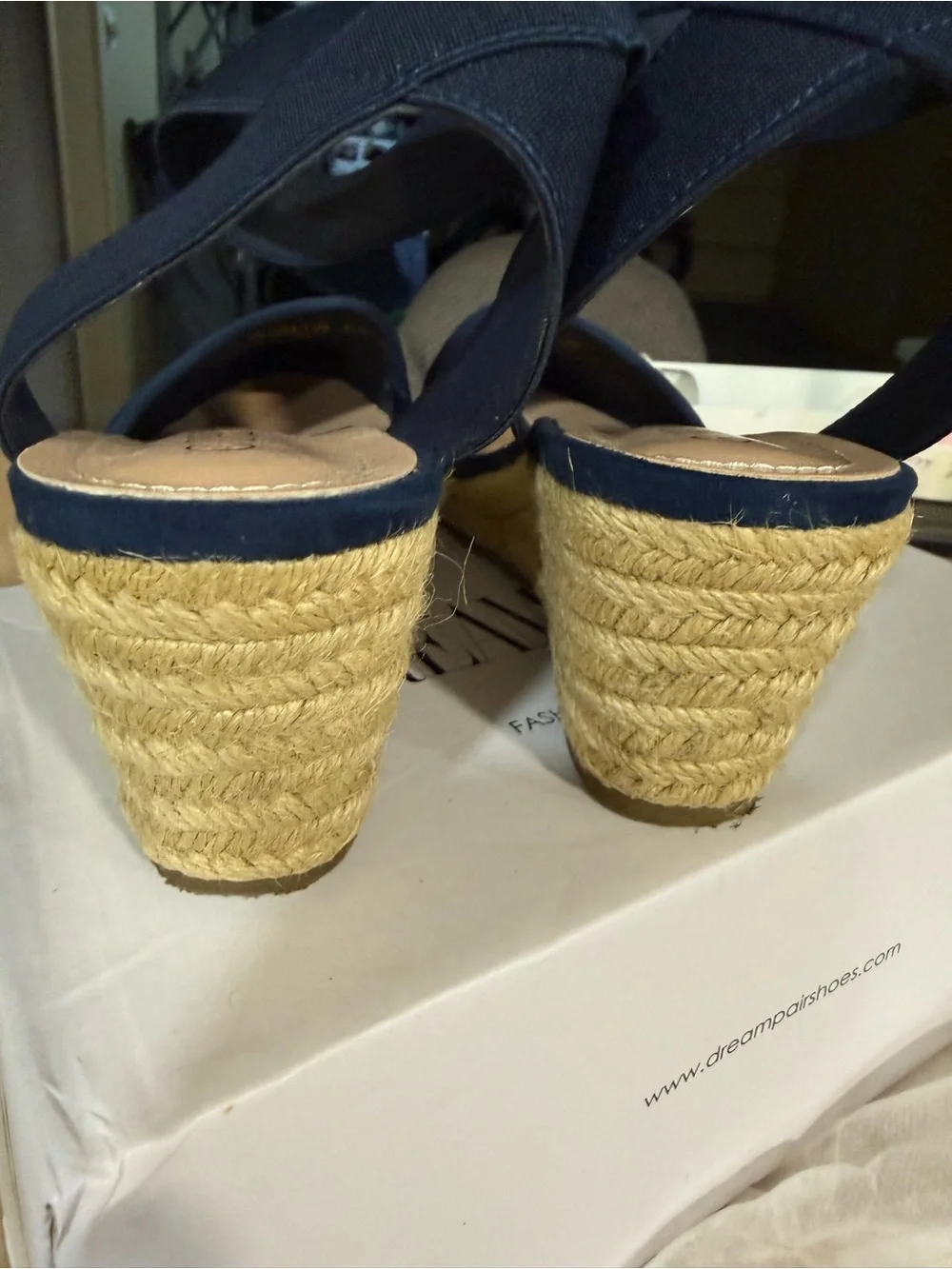 Dream Pairs Navy Espadrille Wedge Sandals with Ankle Strap